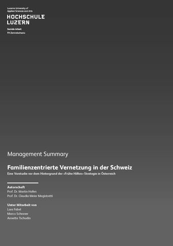 Management Summary: Familienzentrierte Vernetzung in der Schweiz